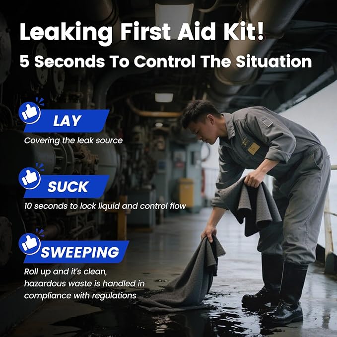 Universal Absorbent Pads | 16"x20" Water Absorbent Mat 100-Pack | Industrial Spill Control for Liquids Leak(24 Gal/Box) | Oil Absorbing Sheets