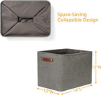DULLEMELO Grey Storage Baskets for Organizing 2 Pack 16"x12"x12" Fabric Shelf Baskets for Gifts Empty Large Storage Organizer for Closet,Clothes,Toys,Bedroom (Grey)