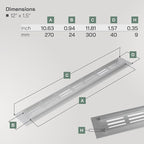 Vent Systems 11.81 x 1.57 (Outer Size) - Pack of 2 - Rectangular Door Vent - Silver Aluminum Vent Cover, Toe Kick Vent Cover - HVAC for Home, Cabinet Vent - Intake/Exhaust Door Return Air Vent