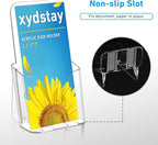 Brochure Holder 4x9 Inches Slant Back Design, Clear Display Stand, Plastic Table Stand Sign Holder,Pamphlet Holder Flyer Holder, Acrylic Display Stand, Acrylic Table Signs Plastic Paper Holder for Office, Home, Store, 4 Pack