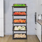 5 Tiers Retail Display Rack, Single Row Commercial Market Shelf Fruit and Vegetable Basket Stand Rack Set Snack Pantry Shelf Unit for Kitchen, Office, Store