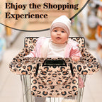 2-in-1 Shopping Cart Cover for Babies Soft Padded Grocery Cart Cover for Baby Boy Girl - Yellow Leopard Texture Pattern, Soft Padded, Safety Harness - Protect and Comfort Your Baby While Shopping