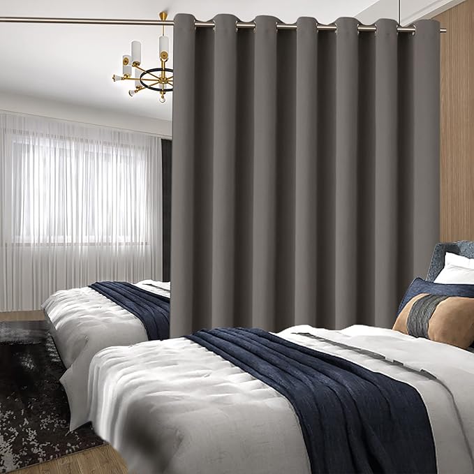 BGment Grey Sliding Door Curtain 84 Inches Long, Extra Wide Thermal Blackout Curtains for Glass Door Room Darkening Room Divider Privacy Window Curtain Drape with Grommet, 1 Panel, 100 Wide