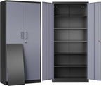 SISESOL Storage Cabinet with Doors and Shelves,71" Metal Storage Cabinet with Lock,5 Adjustable Shelf, Steel Lockers for Home Office,School,Shop,Garage Tool Utility Cabinets