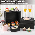 6 Pack Wood Cake Cupcake Stand Buffet Risers, Wooden Display Stand Wood Display Riser, Square Food Display Risers for Party Wedding Birthday Home (6" 7" 8" 9" 10" 11")