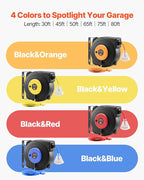 VEVOR Retractable Extension Cord Reel, 45 FT, Heavy Duty 12AWG/3C SJTOW Power Cord, with Lighted Triple Tap Outlet, 15 Amp Circuit Breaker, 180° Swivel Bracket for Ceiling or Wall Mount