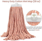 Matthew Cleaning Screw-on Heavy Duty Cotton Wet Mop Replacement Heads(Orange, Large,6 Pack) with 2 Pack Microfiber Cloth for Residential & Commercial Floor Cleaning Use- Fit Standard American Screw