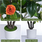 Artificial Camellia Tree 35in Faux Floral Plant with White Flowers and Green Leaves - No Maintenance Indoor Outdoor Office Home Porch Decor Housewarming Gift(1 Pack - White)