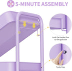 TOOLF 4-Tier Metal Rolling Cart with Wheels, Storage Utility Organizer Cart for Kitchen, Bathroom, Office, Baby Essentials & Makeup - Lockable Casters, Easy Assembly, Large Capacity, Purple