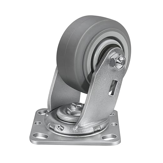 4'' × 2'' Caster Wheel, Heavy Duty Industrial Caster, Rubber Wheels with Roller Bearing, Load 600lbs per Swivel Casters for Cart Dolly Toolbox Trolley (1 Swivel)