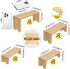 Large Display Wood Risers Wooden Stand 4 Tier Wood Racks, 2 Set 8 Pieces Cupcake Stands Cologne Perfume Organizer Dessert Stands for Vendors Event