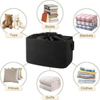 95L Extra Large Blanket Basket with Lid, 24" x 16.9" x 14.2" Woven Storage Basket for Living Room, Rectangle Nursery Blanket Storage for Toys, Towels, Dirty Clothes, Black