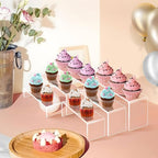 Acrylic Display Risers, 6pcs Clear Display Stand Rectangular Stands Showcase Collectibles Display Shelf for Dessert Cupcake Figures Jewelry Perfume Christmas Decor(Clear-6pcs)