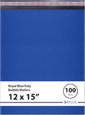 Royal Blue Large Poly Bubble Mailers 12x15 inch | Self Seal Padded Envelopes Cushioned Bubble Mailer | Usable Size 12x15 | WaterProof | Lightweight mailing Shipping Bags | 100 Pack Bulk