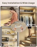 Under Cabinet Lights Wireless,11.9" Motion Sensor Light Indoor with Remote Control,2500mAh LED Rechargeable Battery Operated Closet Light,3 Color Temps,Under Counter Lights for Kitchen,Stairs,5 Pack