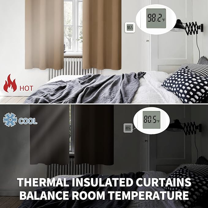 BGment Blackout Curtains for Living Room - Grommet Thermal Insulated Room Darkening Curtains for Bedroom, 2 Panels of 52 x 84 Inch, Taupe