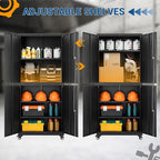 Metal Storage Cabinet-Heavy Duty Rolling Tool Cabinet Garage Storage Cabinets with Adjustable Shelves&Lockable Doors - Black
