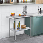 Hally Stainless Steel Table for Prep & Work 24 x 36 Inches, NSF Commercial Heavy Duty Table with Undershelf and Galvanized Legs for Restaurant, Home and Hotel