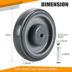 16 Pack Shopping Cart Replacement Wheels Kit, 5" Shopping Cart Casters, Double Ball Bearing TPU Silent Supermarket Casters for Supermarket (Grey)