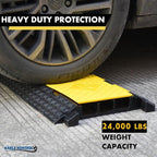 Kable Kontrol Atlas Cable Protector Wire Ramp - 3 Channel Bulk Wholesale Pallet - 10 Pcs - 35” Long Black & Yellow - 24000 Lbs Load Capacity - Rubber Speed Bump Wire Protector Cord Cover - CP9973
