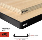 U-Shape Edge Banding, 0.7 inch x 20ft Edge TPE Self Adhesive Veneer Edging Trim Flexible Edge Protector, Strip for Countertop Cabinets Table Restoration Shelves, Black