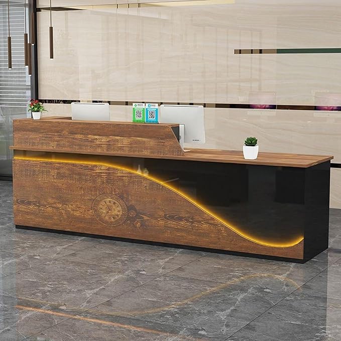Reception Desk, Checkout Counter, Reception Counter Desk, eception Counter Desk with Adjustable Shelf & Lockable Drawers, for Clothing Store, Company Front Desk, Coffee Shop