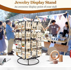 360 Rotating Earring Display Stands for Selling, 4 Tier Metal Earring Rack Holder Stand, Jewelry Display for Selling Earring Cards, Bracelets, Necklaces, KeyChains, Hair Accessories (48 Hooks)