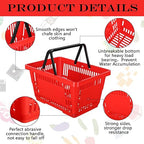 12 Pcs Shopping Baskets 20 L Plastic Store Retail Baskets with Handles 16.9 * 11.8 * 9.1 Inches for Market Grocery Supplies Thrift Convenience Storage(Red)