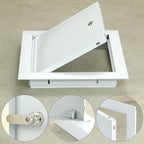 QWORK Aluminum Alloy Access Panel 8" x 8" – Service Shaft Door with Screwdriver Latch for Drywall & Ceiling, White