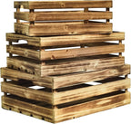 Wooden Crates Set of 3 - Large Rustic Wood Nesting Crates for Decoration, Display, Storage Boxes brown wooden crates farmers market deco wooden crates (Brown)