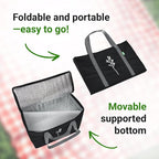 Green Bulldog 2Pack Insulated Grocery Bags – Foldable Reusable Cooler Bags with Handles for Everyday Use, Groceries, Food Delivery, and Shopping – 16”x9”x13”, Black