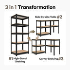 HOMEDANT House 5 Tier Laminated Metal Shelving Unit Adjustable Storage Utility Rack Heavy Duty Shelves Organization Multipurpose Shelf Kitchen Garage Pantry Closet (3, (S) 24.4" W, Black)