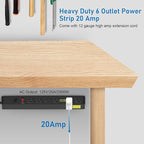 CCCEI Heavy Duty Power Strip Surge Protector 20 Amp, High Amp Industrial Shop Garage Metal Multiple Outlets, 4 FT 12 Gauge 5-15P Extension Cord 6 Outlet 6-20R T-Slot 20a for Appliance. Black.