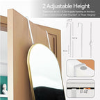 57x20 Door Hanging Full Length Mirror, Floor (Height 5.7ft just Body in1.3ft) Wall Mounted Metal Frame Arch Dressing Mirrors for Bedroom Bathroom Living Room 57 inch Gold