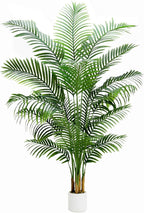 Artificial Palm Tree 7FT Faux Plants Indoor Tropical Fake Palm Tree Areca Floor Plant in White Pot with 18 Trunks & Real Bark Design, Faux Palm Plant for Outdoor Patio Home Room Office Decor