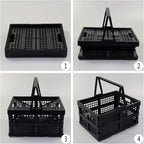 2 Pack Folding Plastic Crate, Collapsible Shopping Basket with Handles