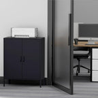 Metal Storage Cabinet with Doors and Shelves,Multipurpose Storage Rack, 3-Tier Shelf,Metal Locker Style Accent Cabinet for Home Office,Living Room,Kitchen (Black, 40''H)