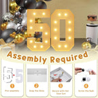 imprsv 4FT Light Up Numbers, Marquee Numbers 50th Birthday Decorations for Women Men, Large Light Up 50 Birthday Women Foam Board Anniversary Party Decorations Arch Kit (DIY)