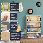 5-Section Coat Locker with Cubbies, Wooden Backpack Storage Organizer with Coat Hooks and Cubby Storage Organizer Cubes for Kids, Daycare, Classroom