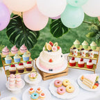 Acrylic Display Risers 2 Sets 3 Tier Cupcake Stand for Dessert Jewelry Pop Figures Shelves Retail Shoe Showcase (Gold)