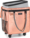 (Large) Fanwoli Reusable Grocery Bag On Wheels with Removable Liner | Wrinkle-Resistant Fabric | Enhanced Stability Wheels & Extended Handle | Foldable Shopping Trolley for Laundry, Carries Up to 130L