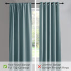 PONY DANCE Greyish Blue Blackout Curtains for Living Room,Thick Durable Privacy Window Shades, Rod Pocket Thermal Insulated Backdrop for Teenagers Bedroom Dorm, W 42 x L 72 inches, 2 Panels