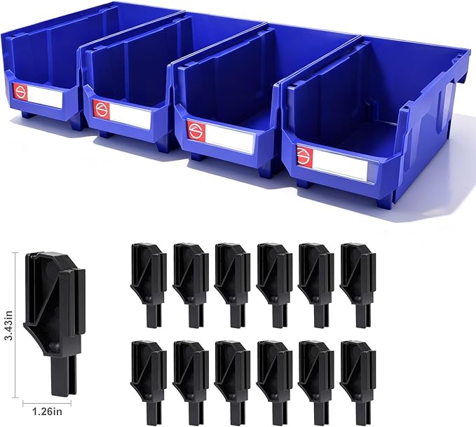 4Pack Storage Organizer Boxes,Desk Drawer Organizer, Stackable Storage Bins for Store Tools,Office Supplies,Workshop,Containers Garage(14.84" x 8.39"x 7.01"), Blue