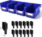 4Pack Storage Organizer Boxes,Desk Drawer Organizer, Stackable Storage Bins for Store Tools,Office Supplies,Workshop,Containers Garage(14.84" x 8.39"x 7.01"), Blue