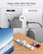 2 Pack Power Strip, 12FT Long Extension Cord, Surge Protector with 6 Outlets and 4 USB Charging Ports(2 USB C), Flat Plug Overload Protection, Wall Mount for Home Office Dorm College