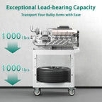 Heavy Duty Utility Rolling Tool Cart, 550 lbs Capacity Plastic Rolling Carts with 360°Swivel Wheels, 34 x 17 Inch Service Cart, 2 Shelf Work Cart for Warehouse,Garage, Cleaning, Grey