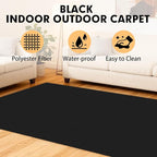 Marine Carpet, 5 FT x 15 FT Black Indoor/Outdoor Rug 0.2" Thick TPE Backed Non-Slip Boat Carpet Roll for Home, Patio, Porch, Deck
