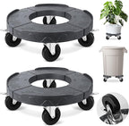 ToLanbbt Trash Can Dollies with 3 in Upgraded Wheels, 15-19 in Adjustable Round Furniture Dollies Heavy Duty 480 LBS Drum Rolling Base, Keg Carts for 20, 32, 44, 55 Gallon Garbage Cans, Gray, 2 PCS