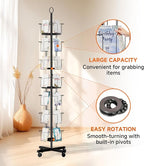 TONGMO 7-Tier Greeting Card Display Rack: 28-Pocket Rotating Countertop Stand for Postcards, Brochures, and Greeting Cards (White, 68.9”H)