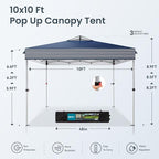 PHI VILLA Pop Up Canopy 10 10 Tents for Parties with Wheeled Bag, Portable Lightweight Folding w/Adjustable Height,Blue and White Stripes